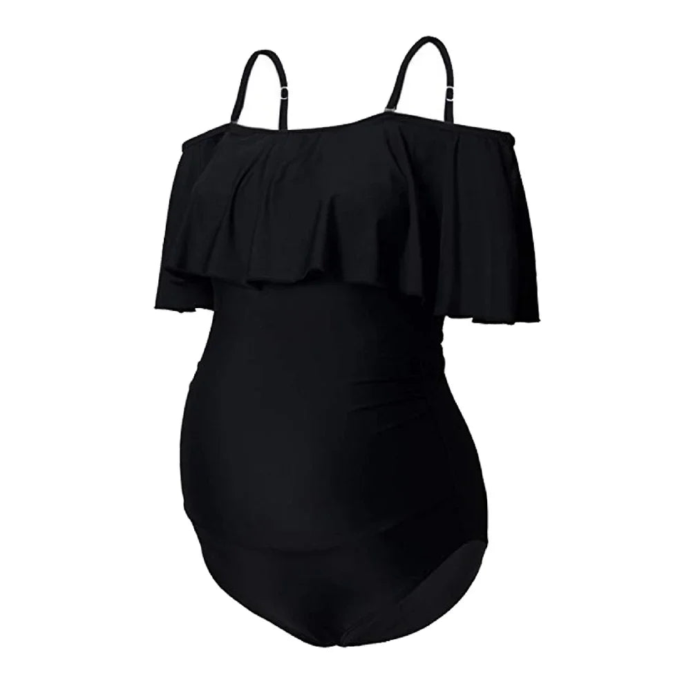 Ruffle Sleeve Maternity Swimsuit