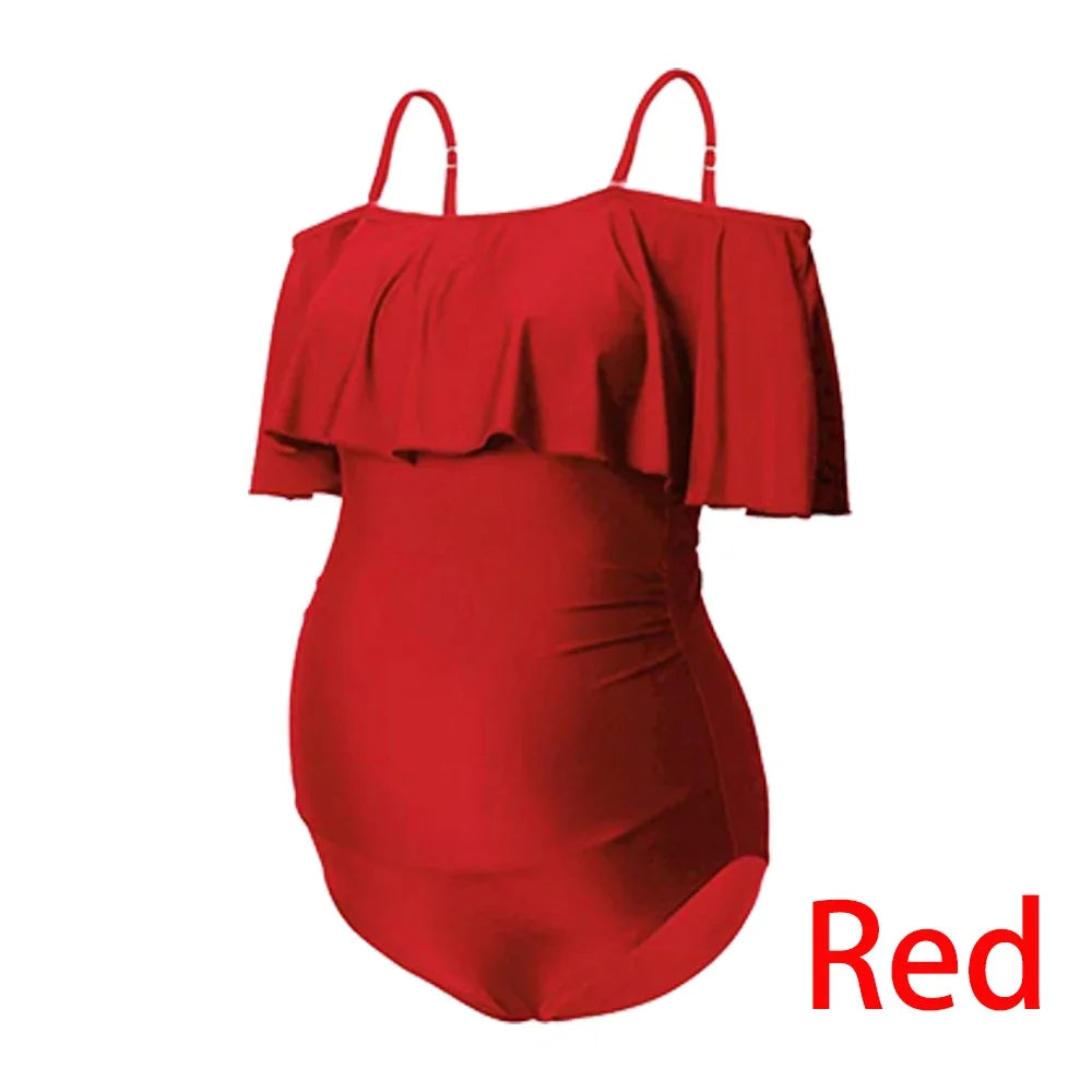 Ruffle Sleeve Maternity Swimsuit