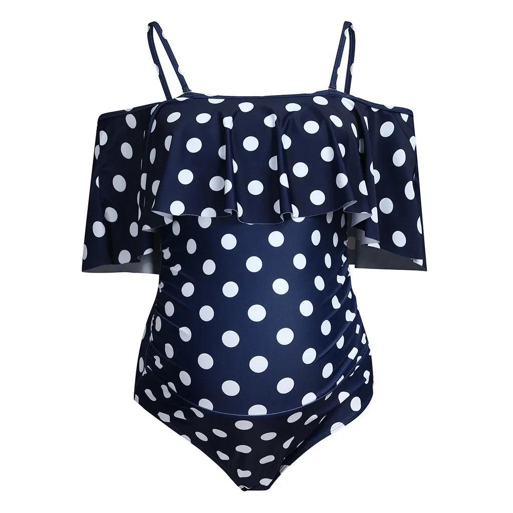 Ruffle Sleeve Maternity Swimsuit