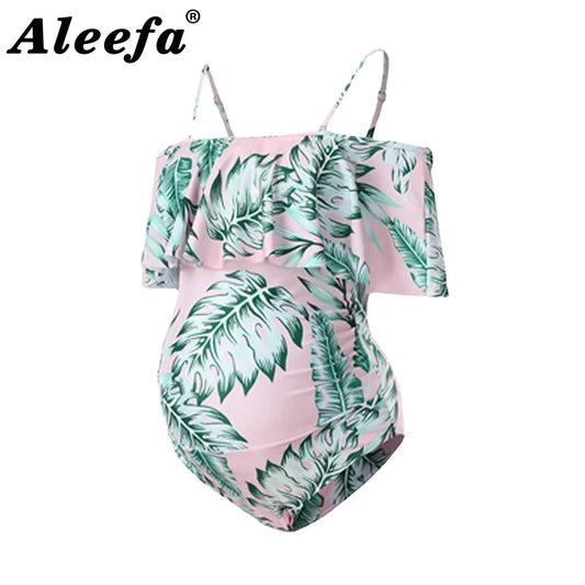 Ruffle Sleeve Maternity Swimsuit